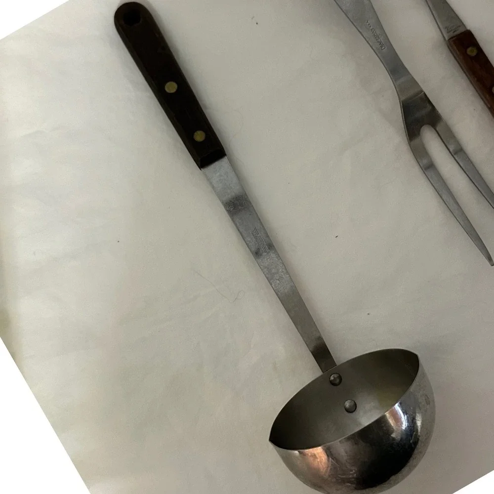 Ekco Flint Kitchen Utensil Lt Vintage Good Wood Handle Stainless Steel MCM Retro